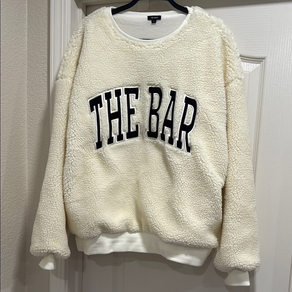 THE BAR- Cream Sherpa Shearling Sweatshirt- NWT